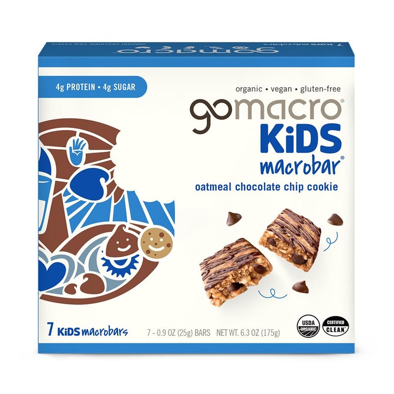 GoMacro Kids MacroBar Organic Vegan Snack Bars - Oatmeal Chocolate Chip Cookie (0.90 Ounce Bars, 7 Count) - Image 1